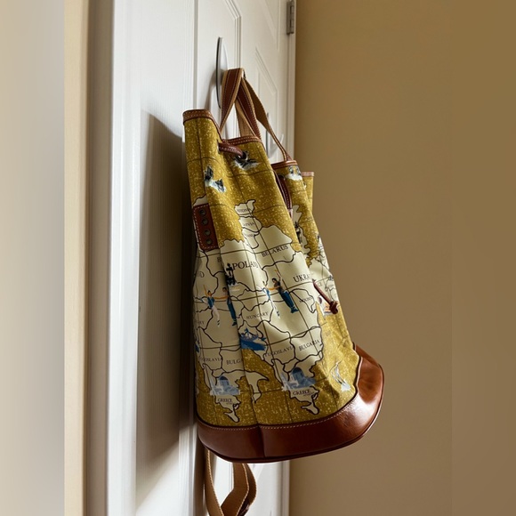 Leather, Sling Drawstring Tote Bag. Map Print. Travel by Sharif, Original 1827. - Picture 8 of 17
